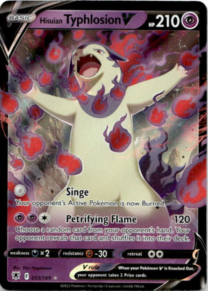 Hisuian Typhlosion V 053/189 Holo V Rare Astral Radiance Pokemon Near Mint