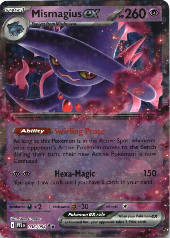 Mismagius ex 036/094 Double Rare Phantasmal Flames Pokemon Near Mint