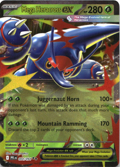 Mega Heracross ex 004/094 Double Rare Phantasmal Flames Pokemon Near Mint