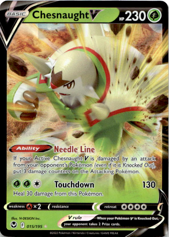 Chesnaught V 015/195 Holo V Rare Silver Tempest Pokemon Near Mint