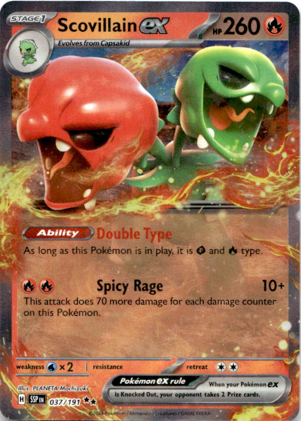 Scovillain ex 037/191 Double Rare Surging Sparks Pokemon Near Mint