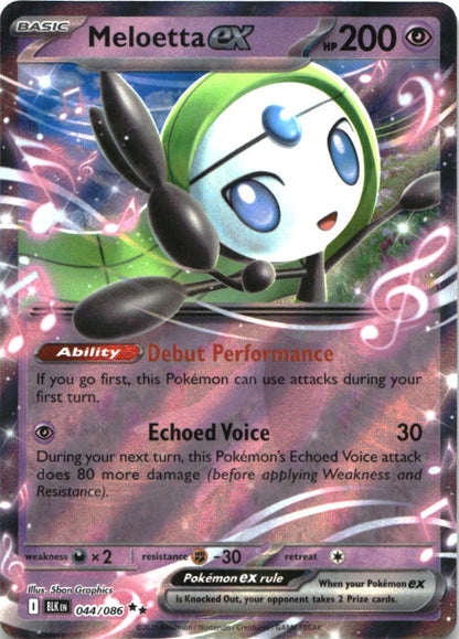 Meloetta ex 044/086 Holo Double Rare Black Bolt Pokemon Near Mint