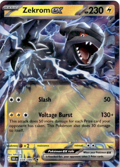 Zekrom ex 034/086 Holo Double Rare Black Bolt Pokemon Near Mint