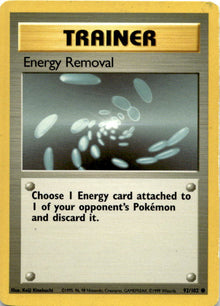 Energy Removal 92/102 Common Base Set Unlimited Pokemon Vintage