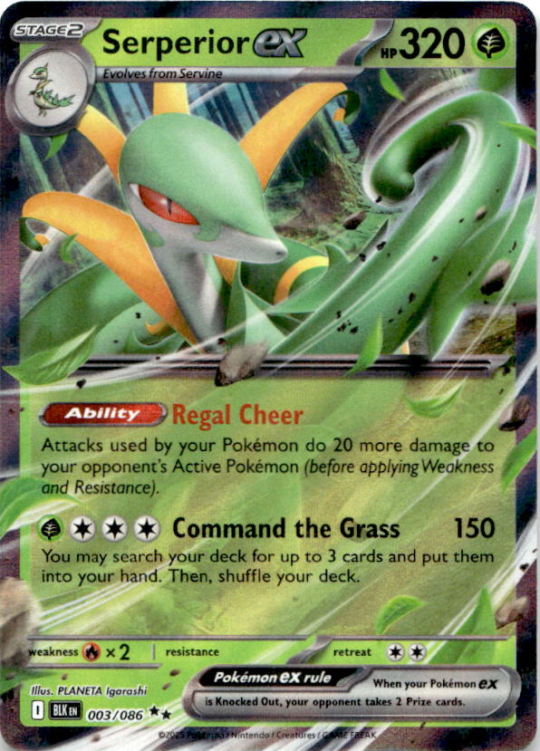 Serperior ex 003/086 Holo Double Rare Black Bolt Pokemon Near Mint