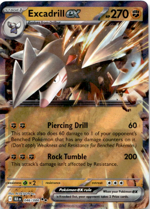 Excadrill ex 046/086 Holo Double Rare Black Bolt Pokemon Near Mint