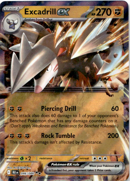 Excadrill ex 046/086 Holo Double Rare Black Bolt Pokemon Near Mint