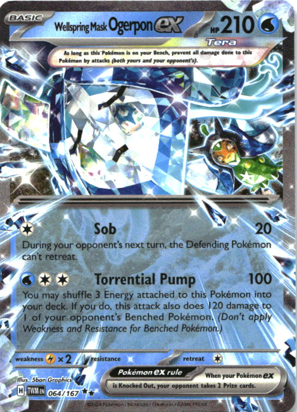 Wellspring Mask Ogerpon ex 064/167 Double Rare Twilight Masquerade Pokemon NM