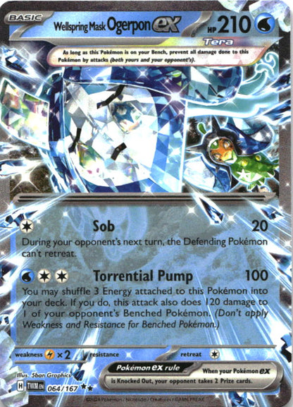 Wellspring Mask Ogerpon ex 064/167 Double Rare Twilight Masquerade Pokemon NM