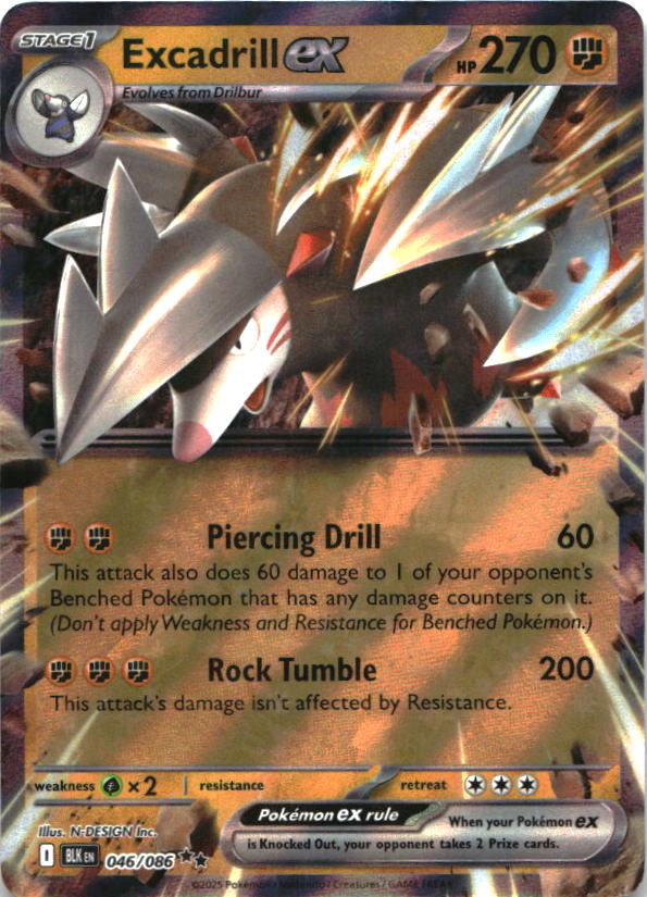 Excadrill ex 046/086 Holo Double Rare Black Bolt Pokemon Near Mint