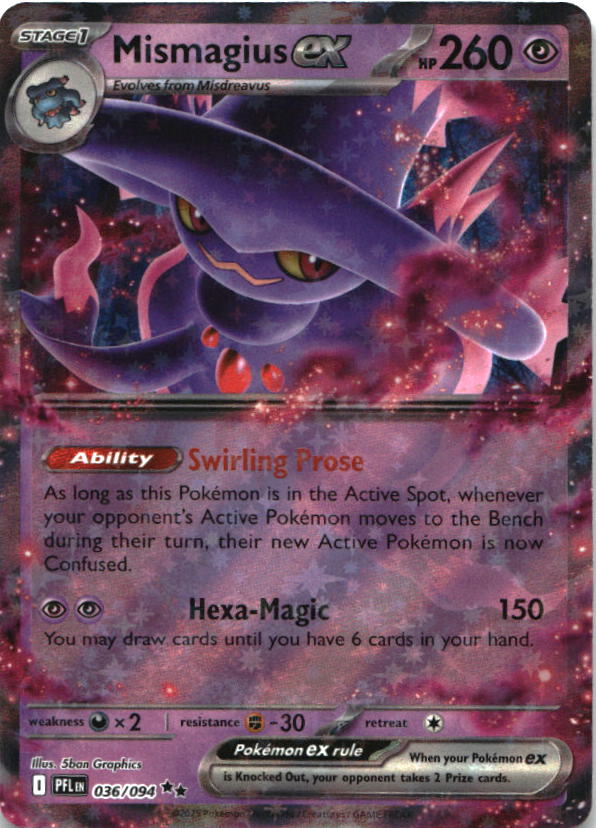 Mismagius ex 036/094 Double Rare Phantasmal Flames Pokemon Near Mint
