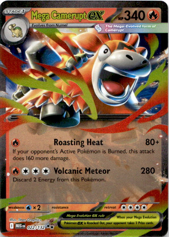 Mega Camerupt ex 022/132 Double Rare Mega Evolution Pokemon Near Mint