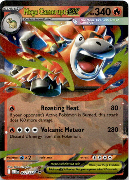 Mega Camerupt ex 022/132 Double Rare Mega Evolution Pokemon Near Mint