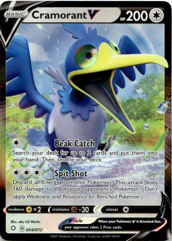 Cramorant V 054/072 Holo V Rare Shining Fates Pokemon Near Mint