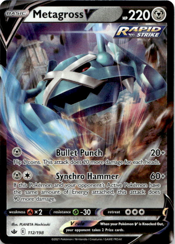 Metagross V 112/198 Holo V Rare Chilling Reign Pokemon Near Mint
