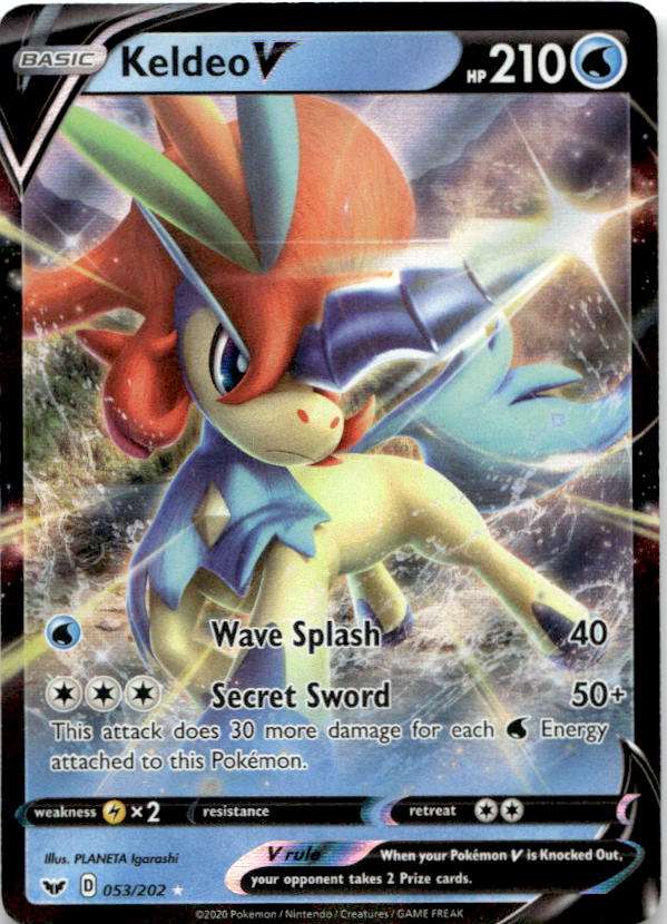Keldeo V 053/202 Holo V Rare Sword & Shield Pokemon Near Mint