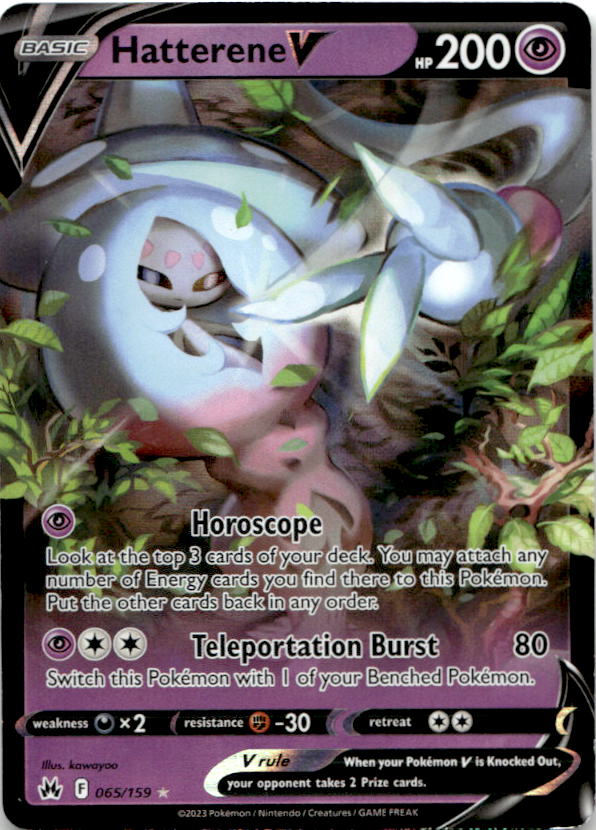 Hatterene V 065/159 Holo V Rare Crown Zenith Pokemon Near Mint