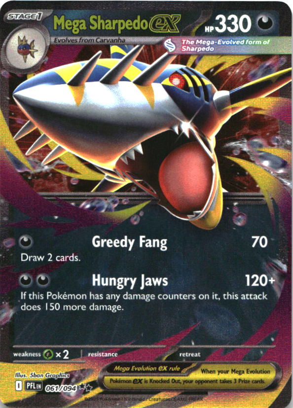 Mega Sharpedo ex 061/094 Double Rare Phantasmal Flames Pokemon Near Mint