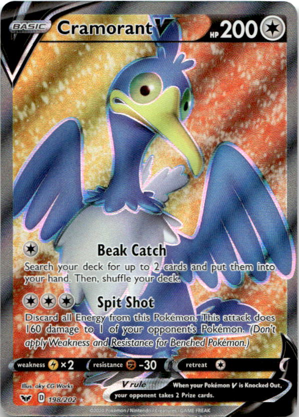 Cramorant V 198/202 Ultra Rare Sword & Shield Pokemon Near Mint