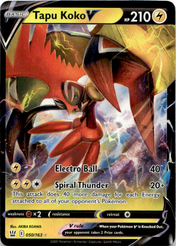 Tapu Koko V 050/163 Holo V Rare Battle Styles Pokemon Near Mint