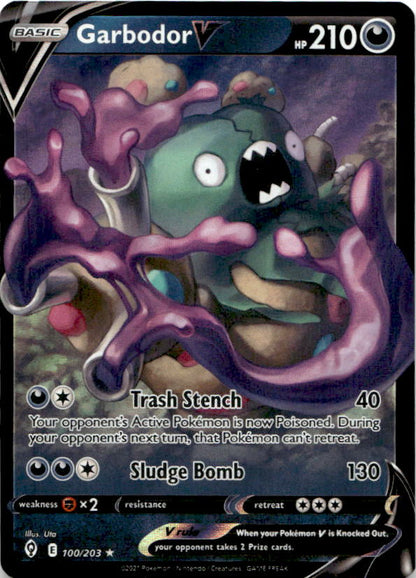Garbodor V 100/203 Holo V Rare Evolving Skies Pokemon Near Mint