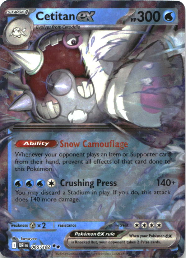 Cetitan ex 065/182 Double Rare Destined Rivals Pokemon Near Mint