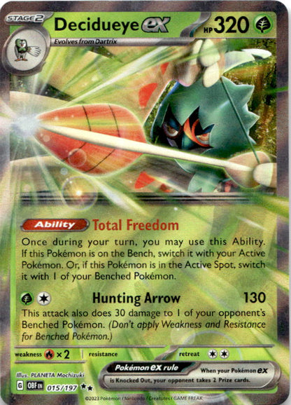 Decidueye ex 015/197 Double Rare Obsidian Flames Pokemon Near Mint