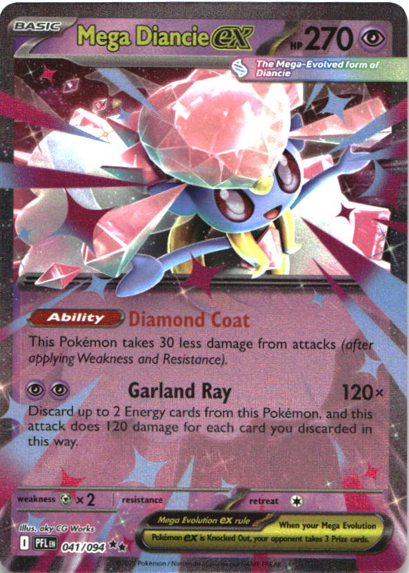 Mega Diancie ex 041/094 Double Rare Phantasmal Flames Pokemon Near Mint
