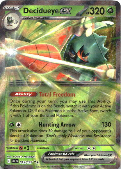 Decidueye ex 015/197 Double Rare Obsidian Flames Pokemon Near Mint