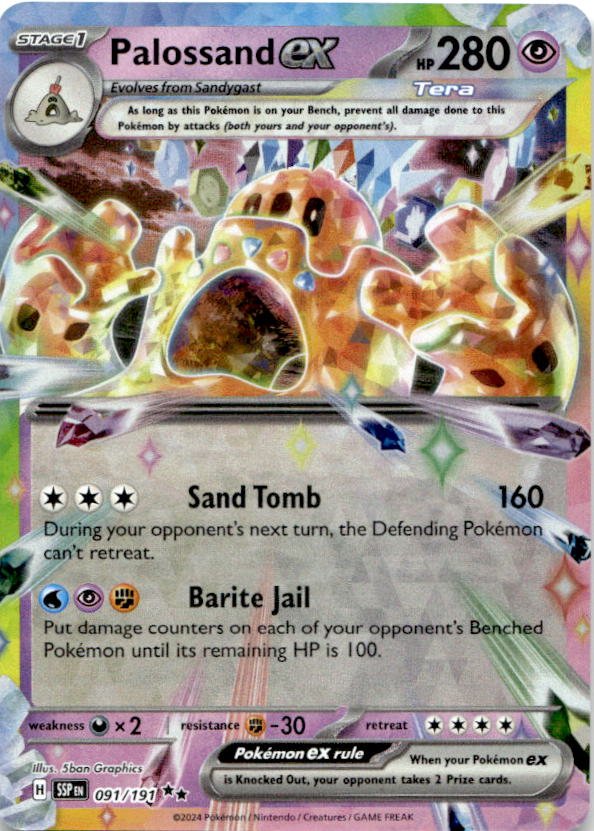 Palossand ex 091/191 Double Rare Surging Sparks Pokemon Near Mint