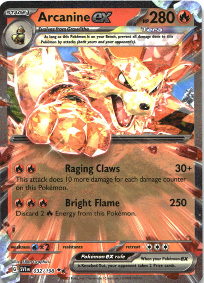 Arcanine ex 032/198 Double Rare Scarlet & Violet Pokemon Near Mint