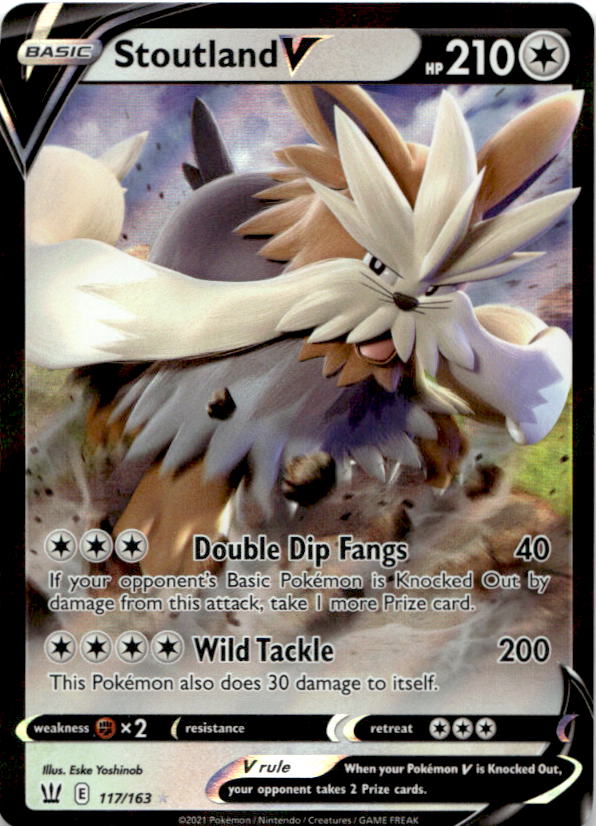 Stoutland V 117/163 Holo V Rare Battle Styles Pokemon Near Mint