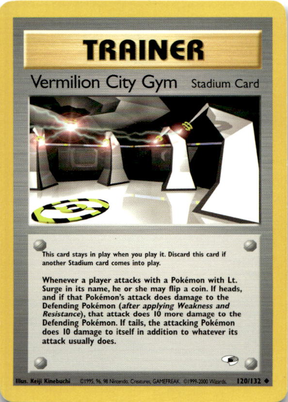 Vermilion City Gym 120/132 Uncommon Gym Heroes Pokemon Unlimited Vintage