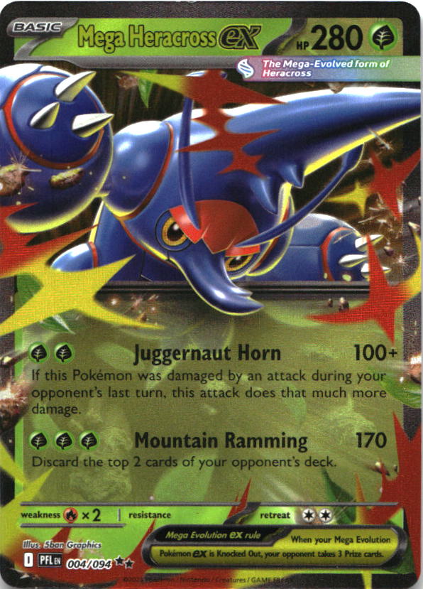 Mega Heracross ex 004/094 Double Rare Phantasmal Flames Pokemon Near Mint