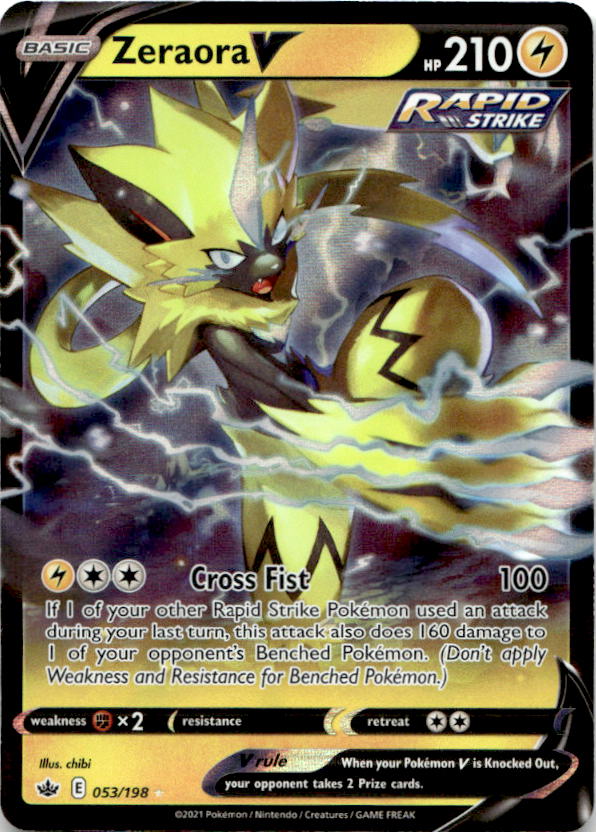 Zeraora V 053/198 Holo V Rare Chilling Reign Pokemon Near Mint
