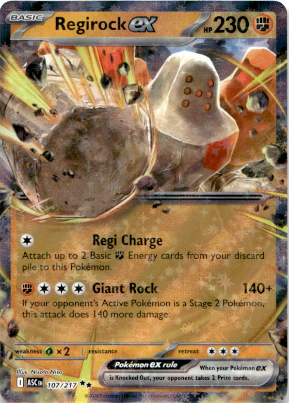 Regirock ex 107/217 Double Rare ME: Ascended Heroes Pokemon Near Mint