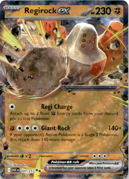 Regirock ex 107/217 Double Rare ME: Ascended Heroes Pokemon Near Mint
