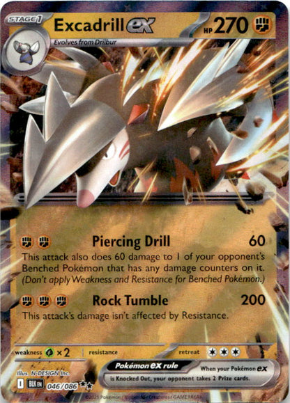 Excadrill ex 046/086 Holo Double Rare Black Bolt Pokemon Near Mint