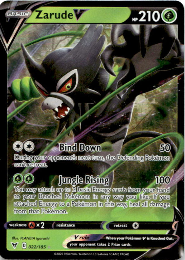Zarude V 022/185 Holo V Rare Vivid Voltage Pokemon Near Mint