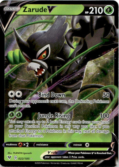 Zarude V 022/185 Holo V Rare Vivid Voltage Pokemon Near Mint