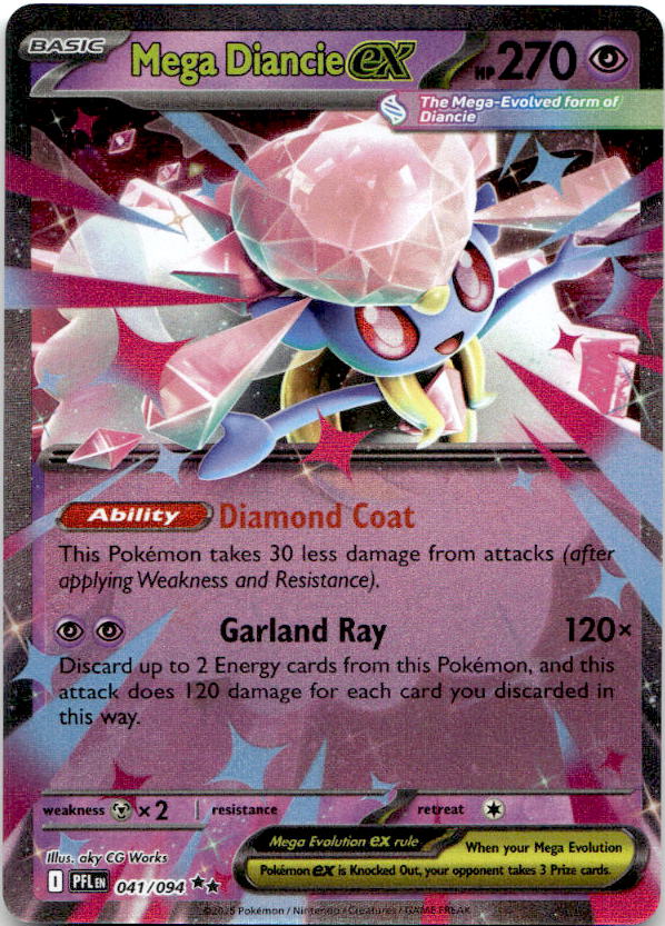 Mega Diancie ex 041/094 Double Rare Phantasmal Flames Pokemon Near Mint