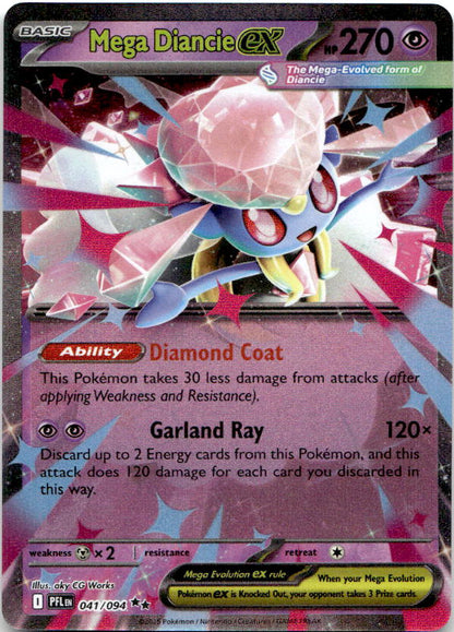 Mega Diancie ex 041/094 Double Rare Phantasmal Flames Pokemon Near Mint