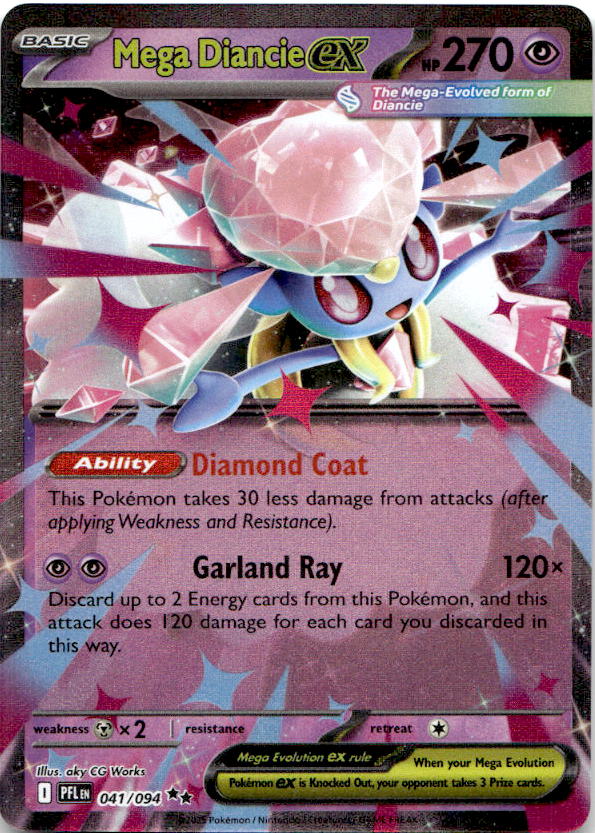 Mega Diancie ex 041/094 Double Rare Phantasmal Flames Pokemon Near Mint