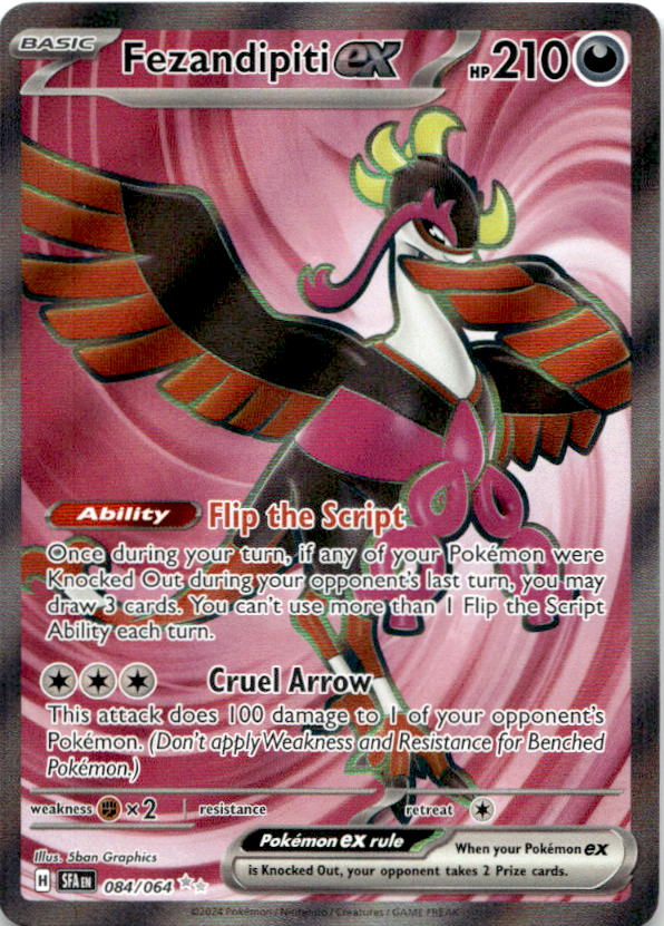 Fezandipiti ex 084/064 Ultra Rare Shrouded Fable Pokemon Near Mint