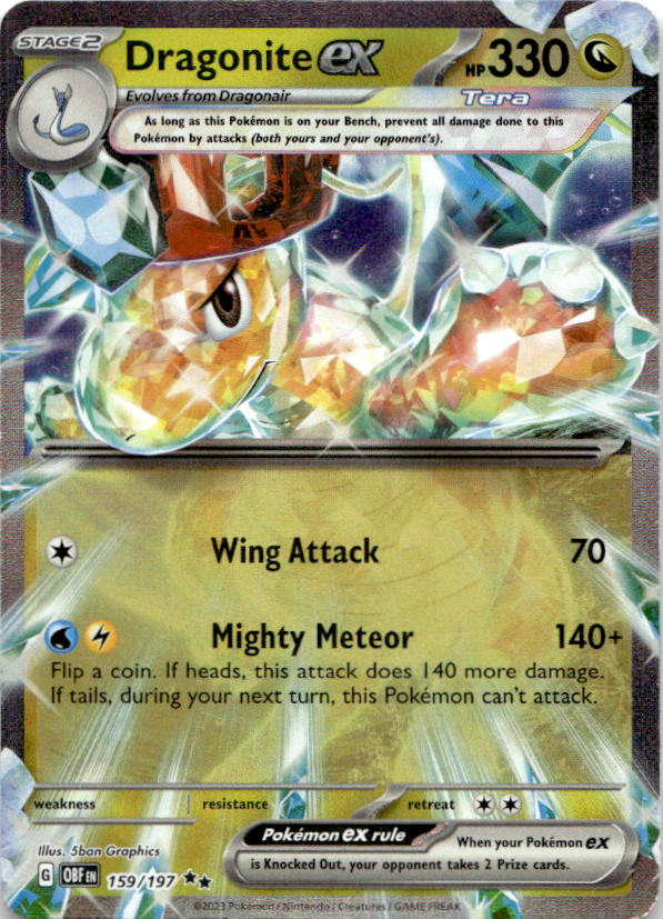 Dragonite ex 159/197 Double Rare Obsidian Flames Pokemon Near Mint