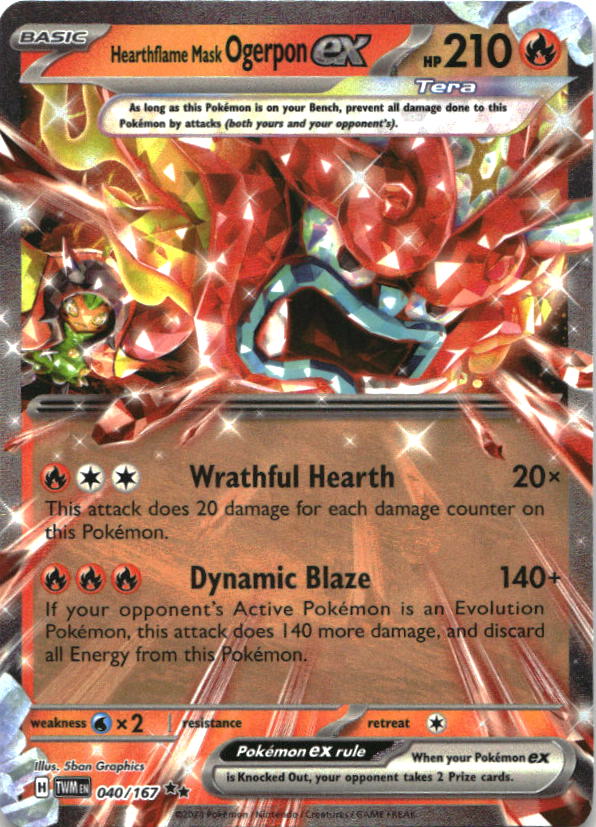 Hearthflame Mask Ogerpon ex 040/167 Double Rare Twilight Masquerade Pokemon NM