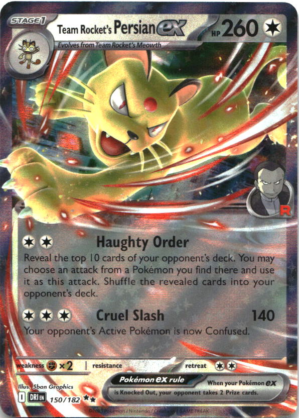 Team Rocket's Persian ex 150/182 Double Rare Destined Rivals Pokemon Near Mint
