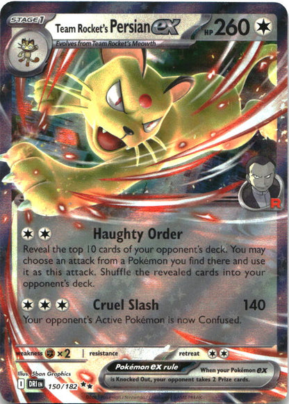 Team Rocket's Persian ex 150/182 Double Rare Destined Rivals Pokemon Near Mint