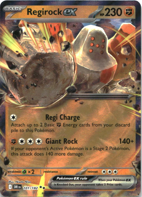 Regirock ex 101/182 Double Rare Destined Rivals Pokemon Near Mint