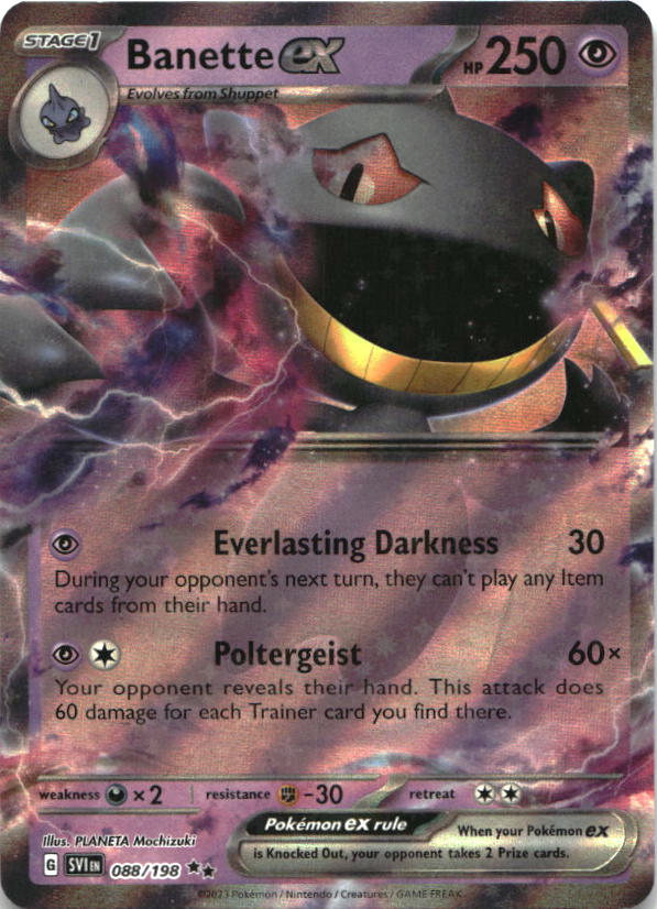 Banette ex 088/198 Double Rare Scarlet & Violet Pokemon Near Mint